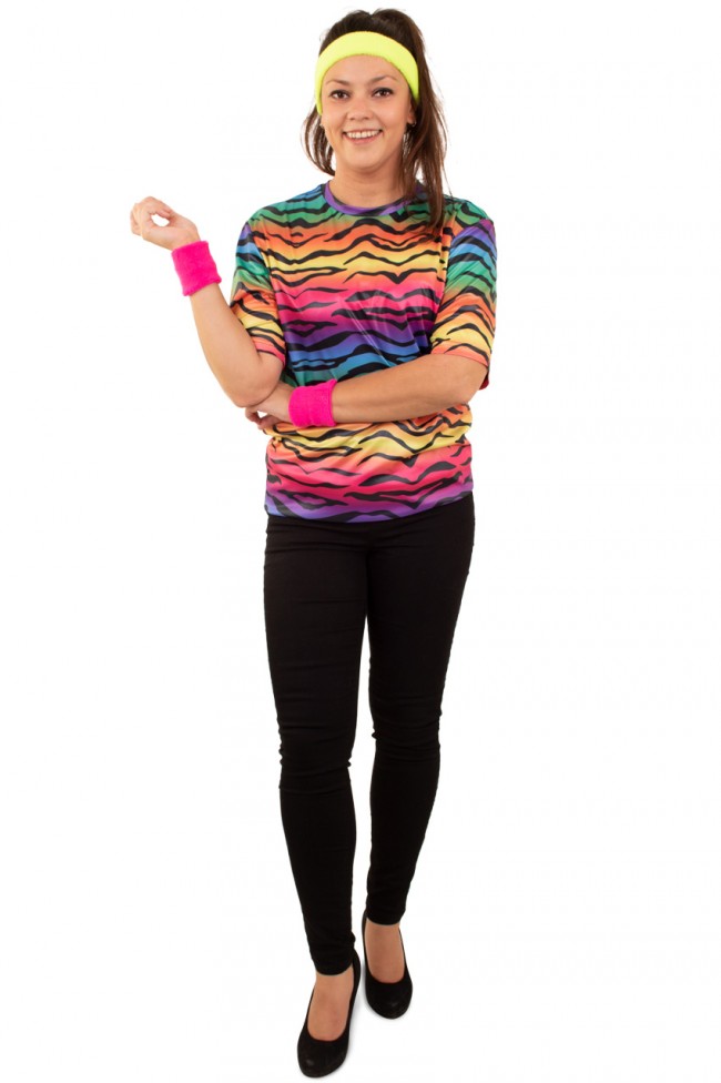 verkoop - attributen - Kamping Kitsch-Foute Party - Tshirt tijger neon vrouw